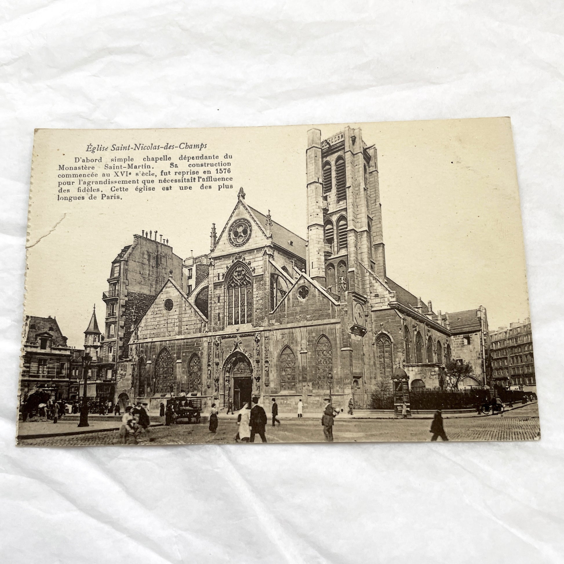 1910s - Historic Paris Saint-Nicolas-des-Champs Church Postcard - Vintage French Architecture - Ancient Monument - Old Photo - Urban Scene