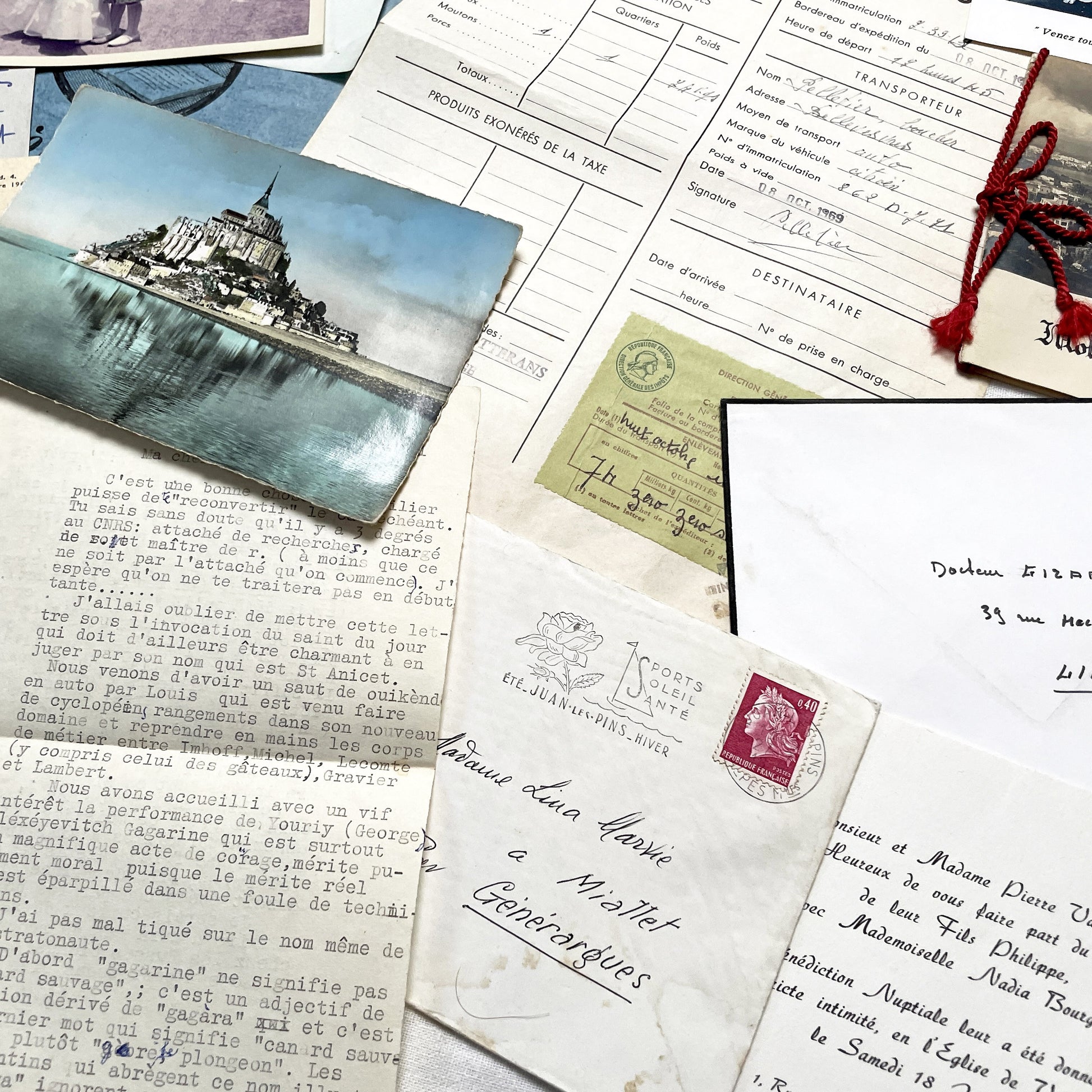 1960s - Vintage French Ephemera Documents - Lot of 20 Pieces - Letters - Postcards - Invoices - Photos - Collectible Paper Pack