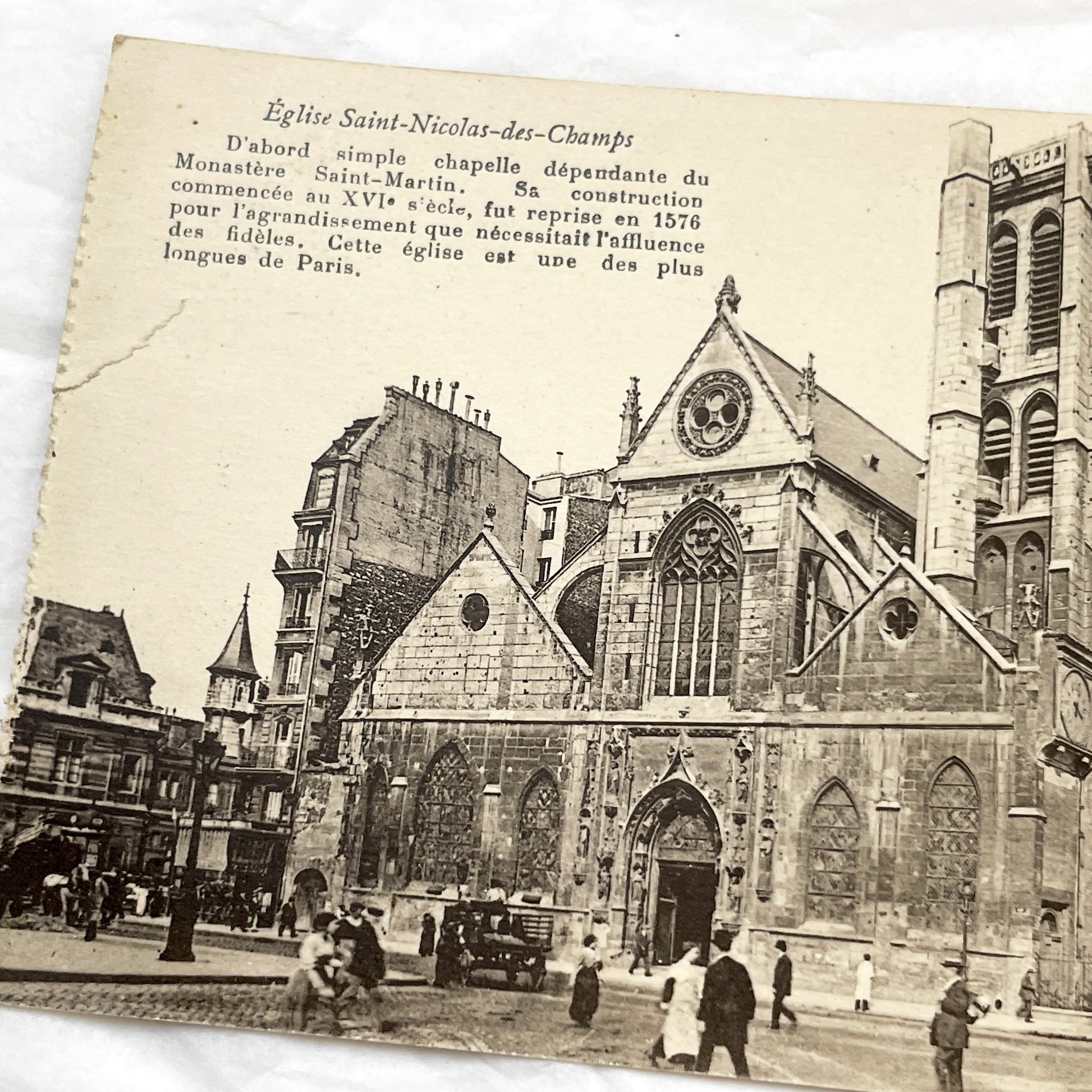 1910s - Historic Paris Saint-Nicolas-des-Champs Church Postcard - Vintage French Architecture - Ancient Monument - Old Photo - Urban Scene
