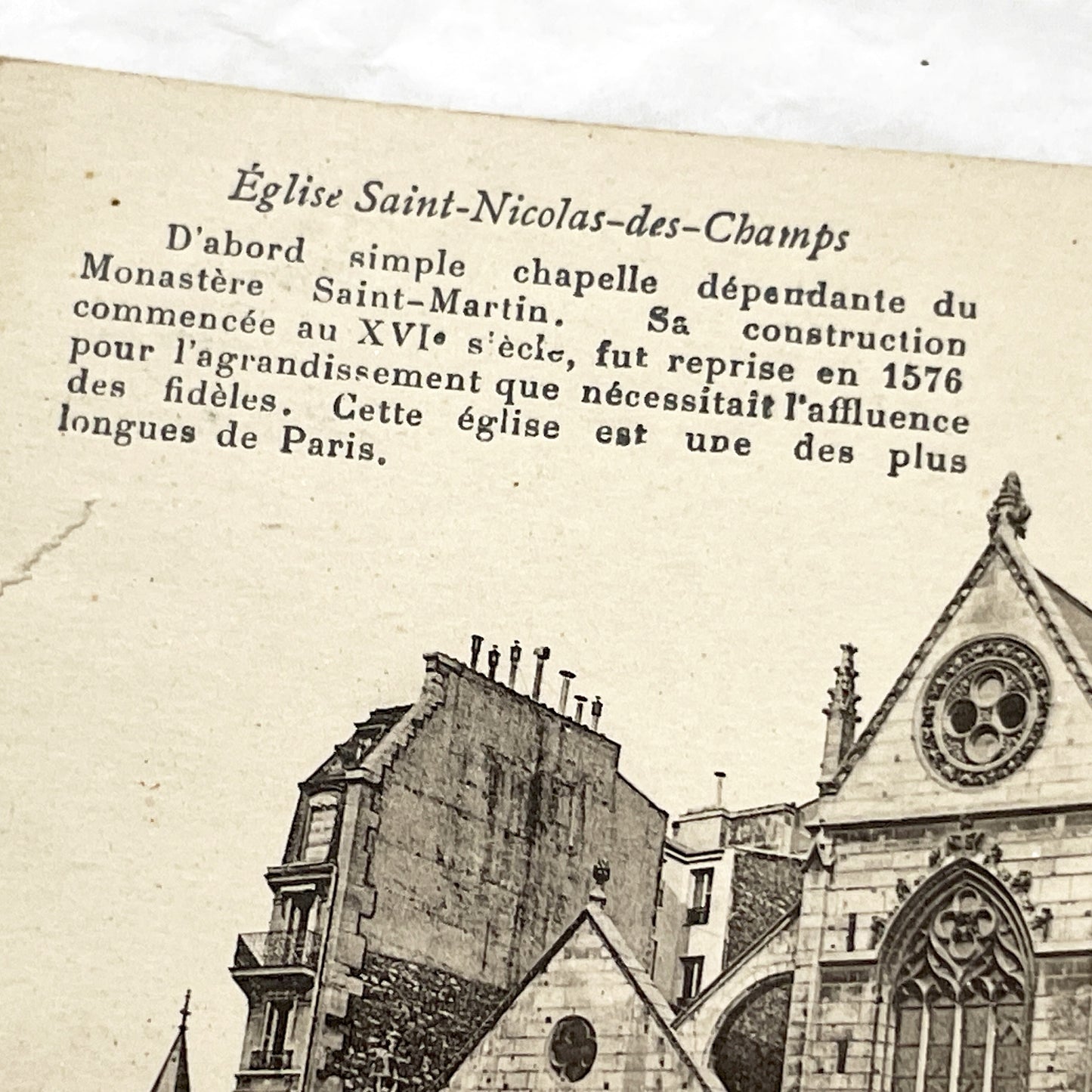 1910s - Historic Paris Saint-Nicolas-des-Champs Church Postcard - Vintage French Architecture - Ancient Monument - Old Photo - Urban Scene