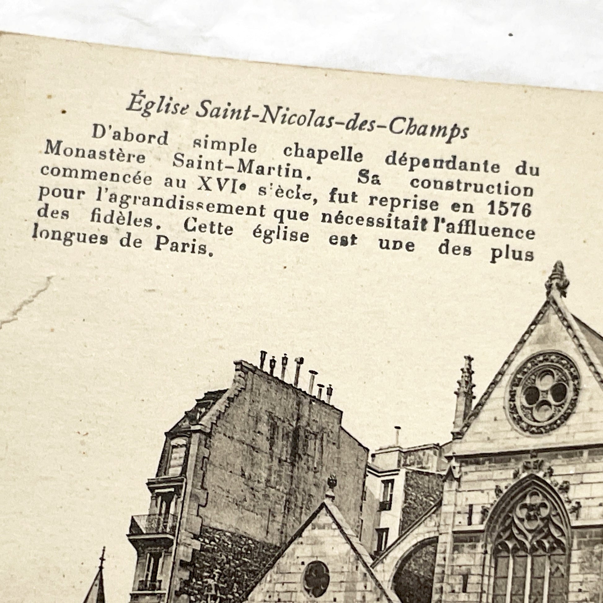 1910s - Historic Paris Saint-Nicolas-des-Champs Church Postcard - Vintage French Architecture - Ancient Monument - Old Photo - Urban Scene