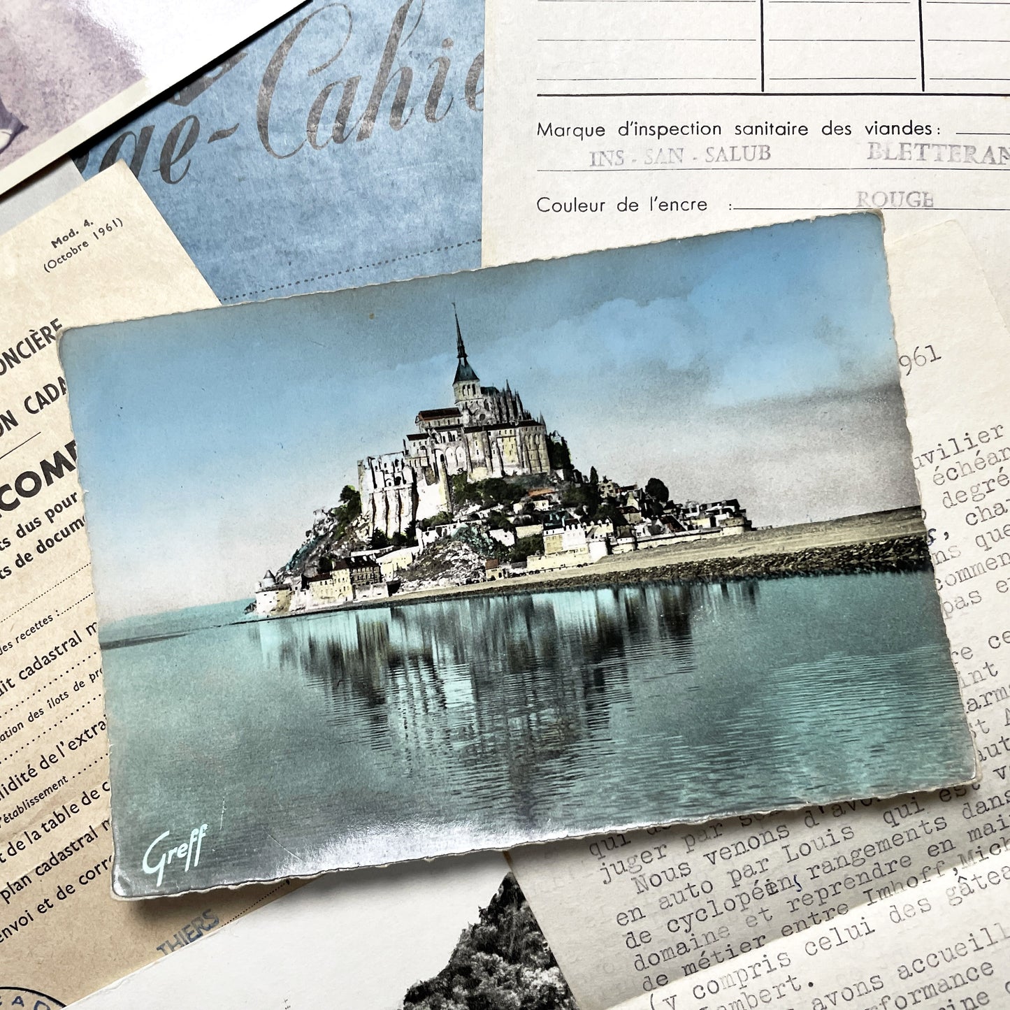 1960s - Vintage French Ephemera Documents - Lot of 20 Pieces - Letters - Postcards - Invoices - Photos - Collectible Paper Pack