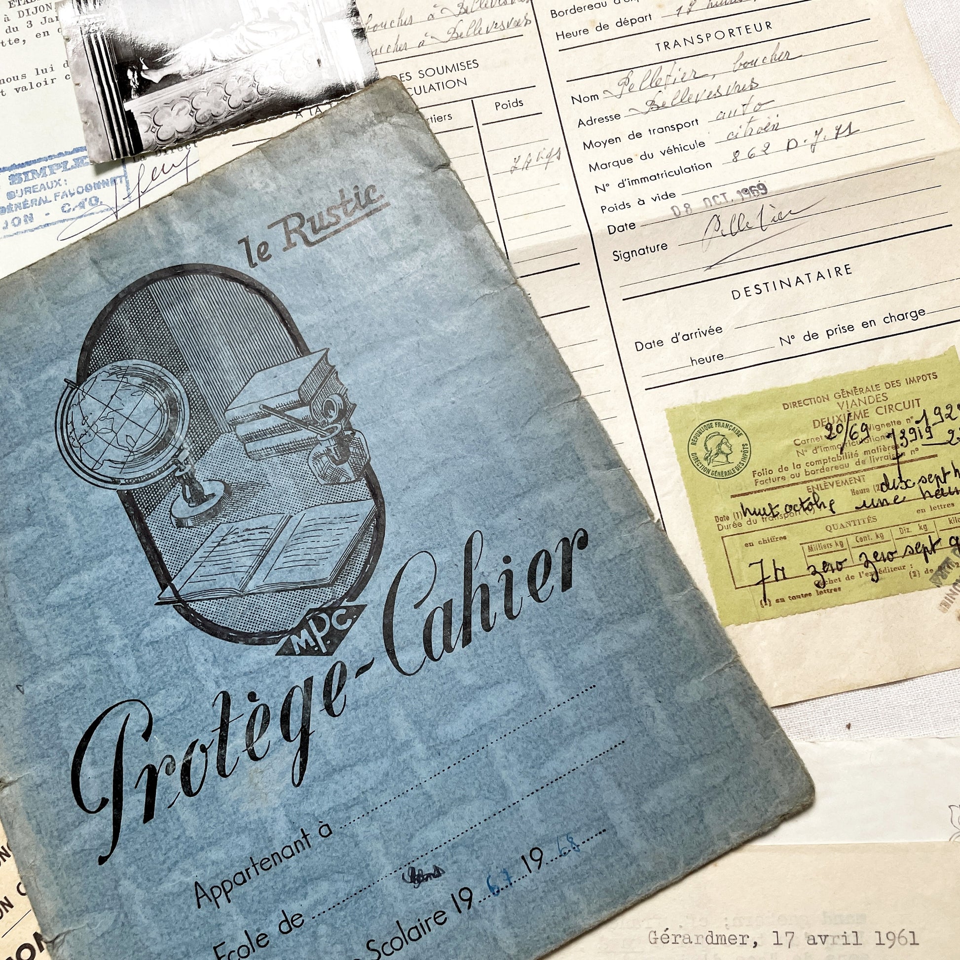 1960s - Vintage French Ephemera Documents - Lot of 20 Pieces - Letters - Postcards - Invoices - Photos - Collectible Paper Pack