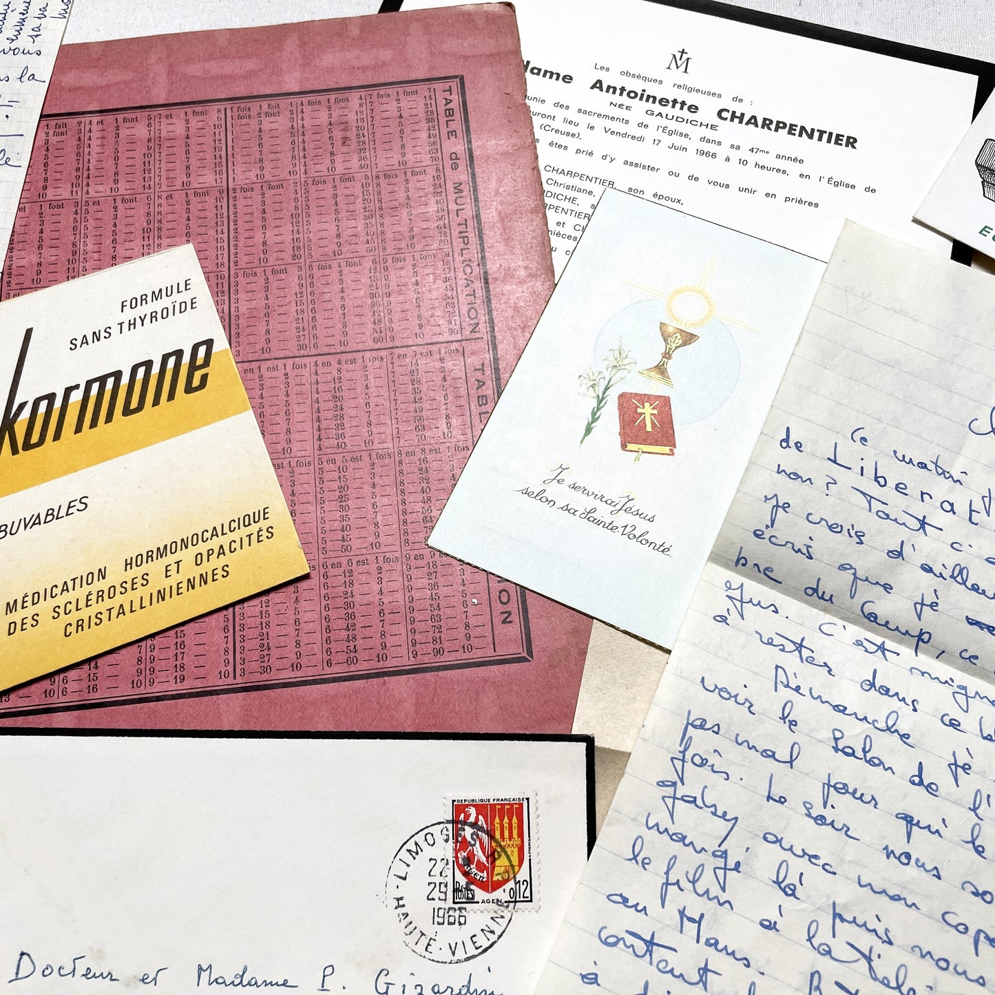 1960s - Vintage French Paper Ephemera Lot - Letters - Postcards - Historic Documents - Advertising - Receipts - Journaling Scrapbooking