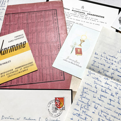 1960s - Vintage French Paper Ephemera Lot - Letters - Postcards - Historic Documents - Advertising - Receipts - Journaling Scrapbooking