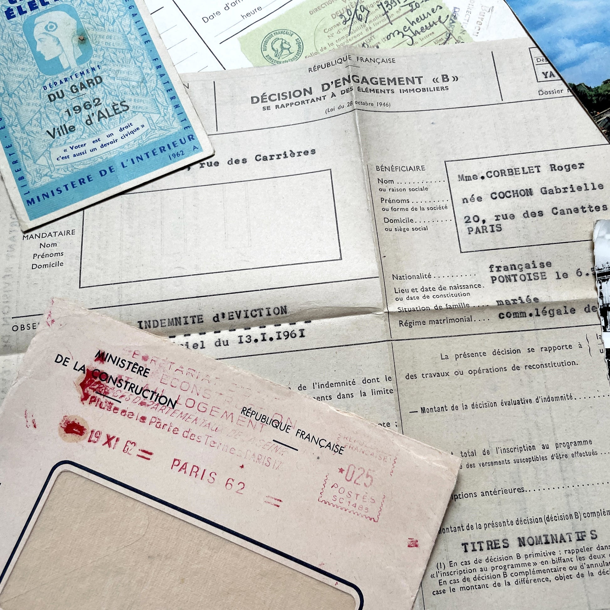 1960s - Vintage French Paper Ephemera Lot - Letters - Postcards - Historic Documents - Advertising - Receipts - Journaling Scrapbooking