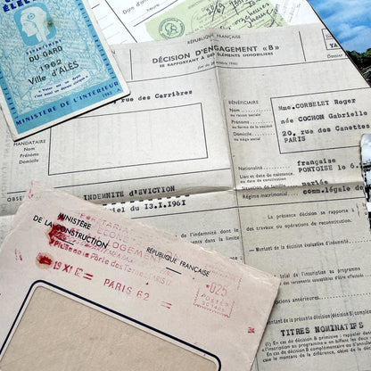 1960s - Vintage French Paper Ephemera Lot - Letters - Postcards - Historic Documents - Advertising - Receipts - Journaling Scrapbooking