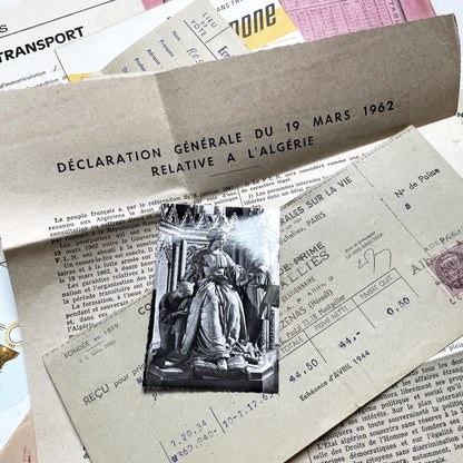 1960s - Vintage French Paper Ephemera Lot - Letters - Postcards - Historic Documents - Advertising - Receipts - Journaling Scrapbooking