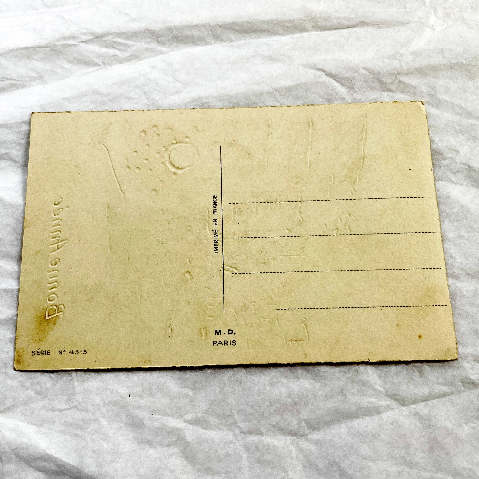 1950s - Antique French Bonne Année Postcard - Vintage Snowy Village Scene - New Year Greeting Card - Festive Winter Illustration Collectible