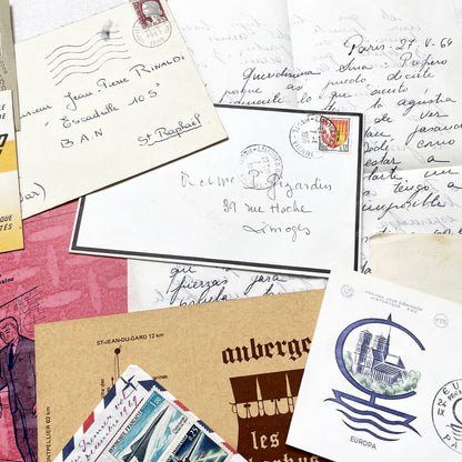 1960s - Vintage French Paper Ephemera Lot - Historic Letters - Postcards - Official Documents - Advertising - Mixed Media Collectibles