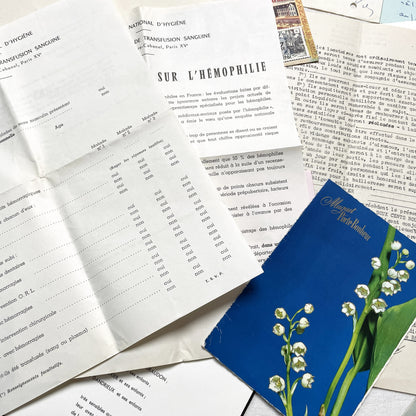 1960s - Vintage French Paper Ephemera Lot - Letters, Invoices, Postcards, Religious Cards, Ephemera - French Documents for Junk Journal