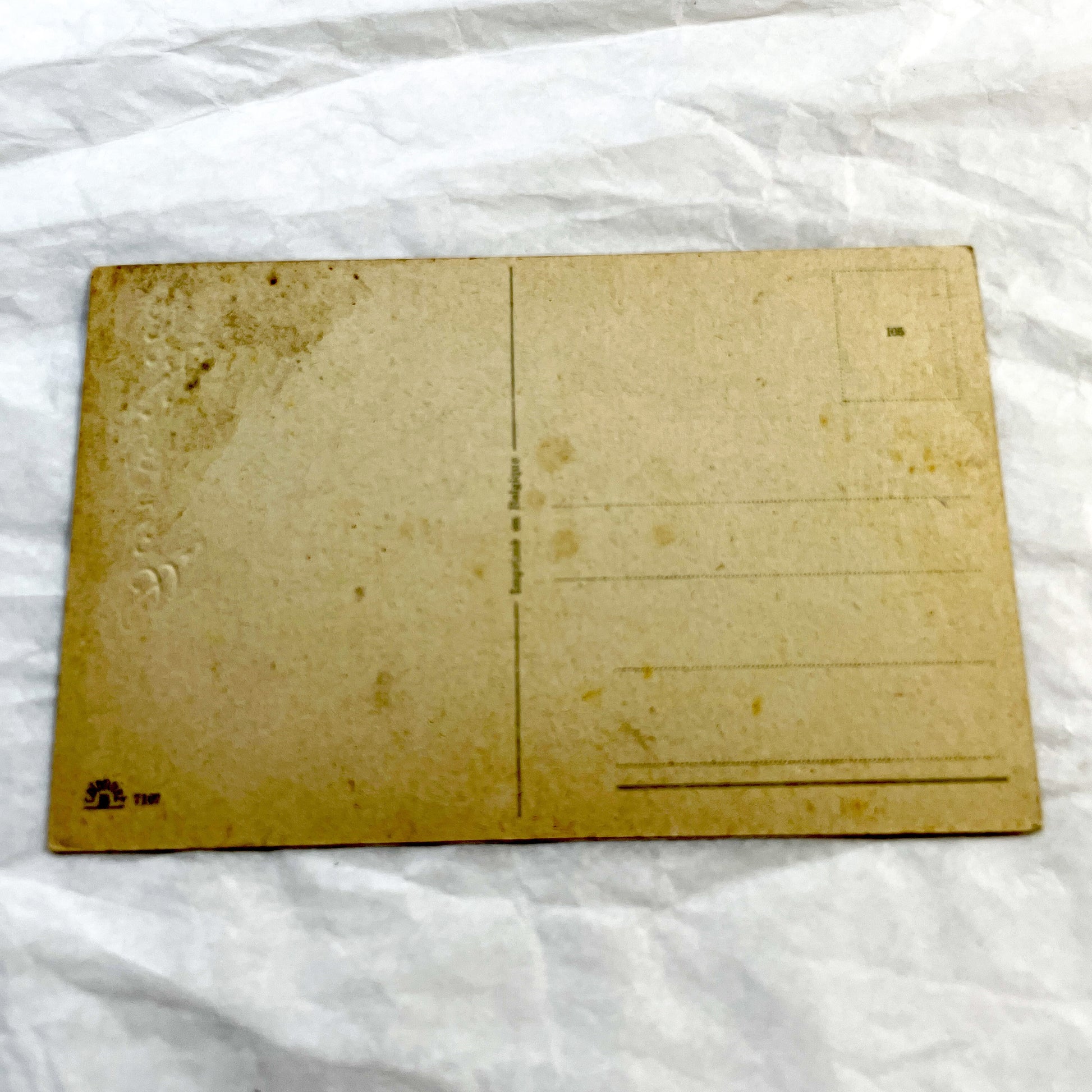 1940s - Vintage Postcard Floral Bouquet - Blue Aster Flowers Bonne Fête - French Greeting Card - Antique Ephemera Collectible Paper Art