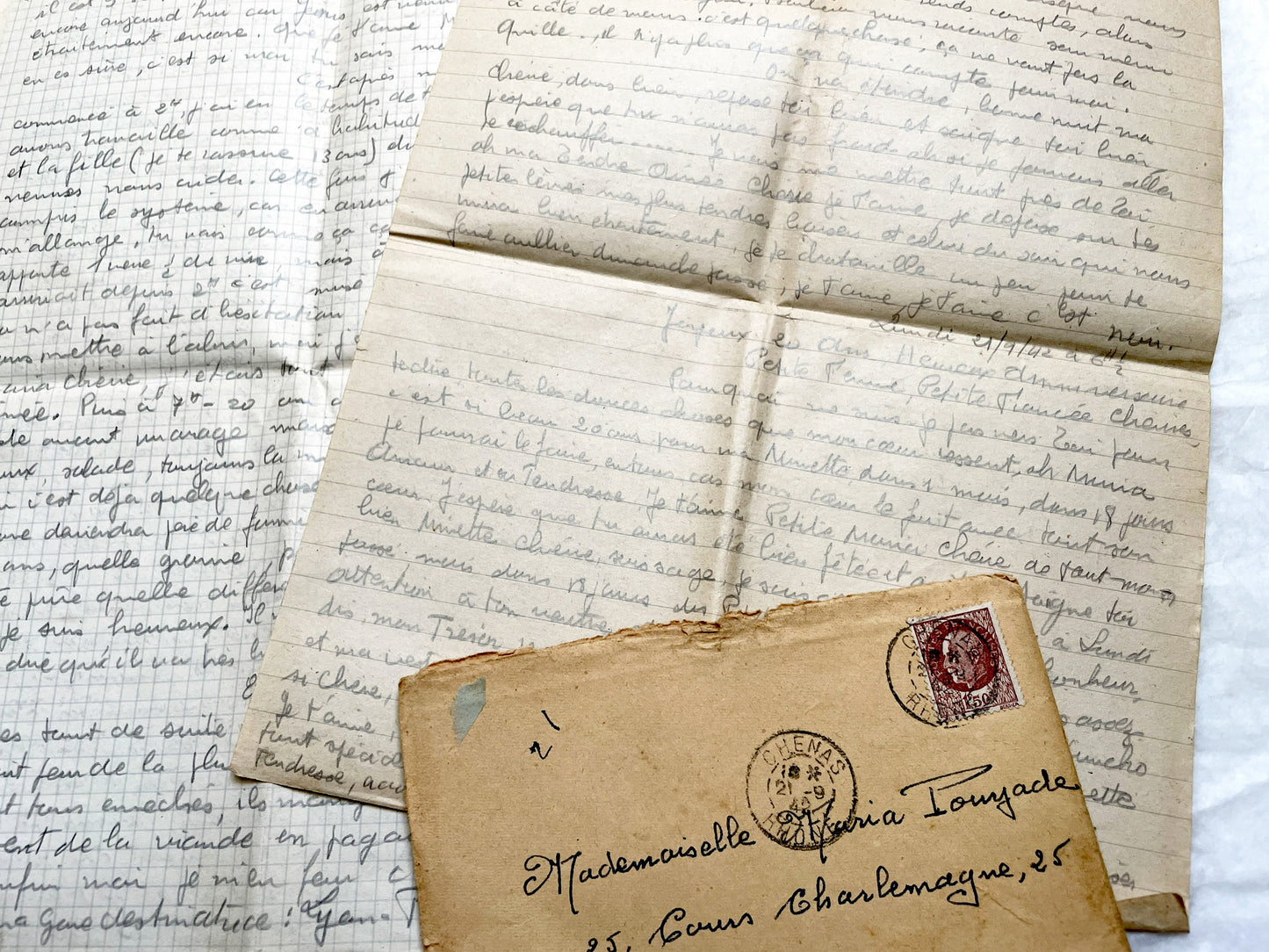 1940s - Authentic French 1942 Love Letters - Original Handwritten World War II Era Correspondence - Sentimental Historical Document