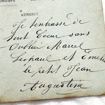 1900s - Vintage French New Year Postcard - Edwardian Woman With Mimosa - Hand Tinted Floral Greeting Card - Collectible Antique Ephemera