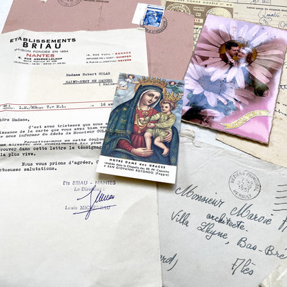 1950s - French Vintage Ephemera Paper Pack - Letters - Old Invoices - Advertisements - Postcards - Photos - Collectible Documents Lot