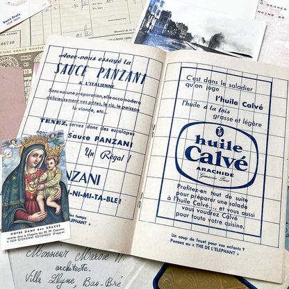 1950s - French Vintage Ephemera Paper Pack - Letters - Old Invoices - Advertisements - Postcards - Photos - Collectible Documents Lot