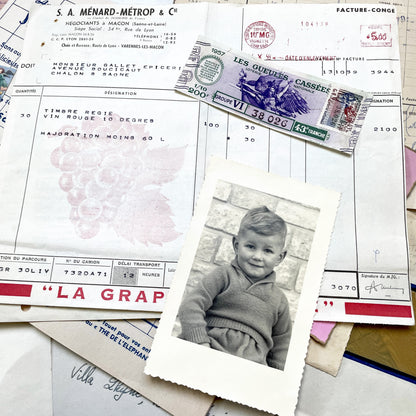 1950s - French Vintage Ephemera Paper Pack - Letters - Old Invoices - Advertisements - Postcards - Photos - Collectible Documents Lot