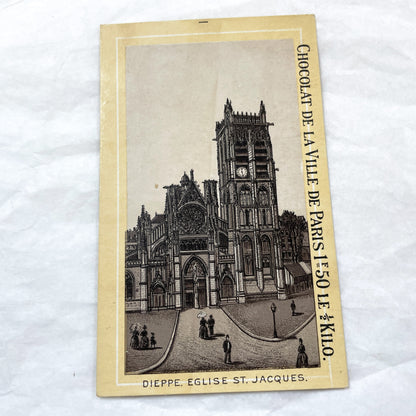 1900s - Set of 5 Vintage Advertising Trade Cards - "Chocolat De La Ville De Paris" - Paris Landmark Chromos - Historic Architectural