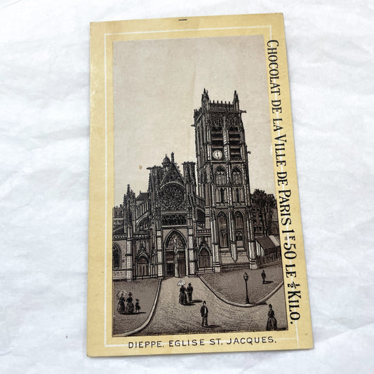 1900s - Set of 5 Vintage Advertising Trade Cards - "Chocolat De La Ville De Paris" - Paris Landmark Chromos - Historic Architectural