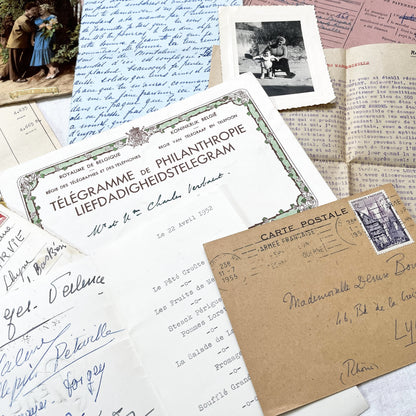 1950s - Vintage French Paper Ephemera Lot - Invoices - Letters - Postcards - Telegrams - Photos - Tickets - Junk Journal Supplies