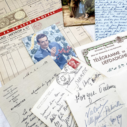 1950s - Vintage French Paper Ephemera Lot - Invoices - Letters - Postcards - Telegrams - Photos - Tickets - Junk Journal Supplies
