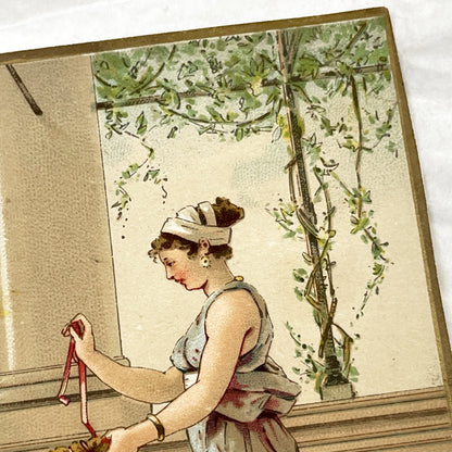 1900s - Large Chromolithograph Print - La Toilette Scene - Classical Era Art Nouveau - Mother And Child - Antique French Collectible