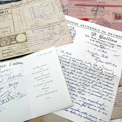 1950s - Vintage French Paper Ephemera Lot - Invoices - Letters - Postcards - Telegrams - Photos - Tickets - Junk Journal Supplies