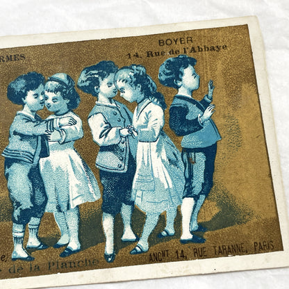 1900s - Children Playing Folk Games - Vintage French Chromo Cards - Antique Advertising Ephemera - Paris Collectible Artwork 