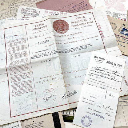 1950s - Vintage French Ephemera Lot - Historical Documents - Handwritten Letters - Invoices - Old Photos & Postcards - Journaling Supplies