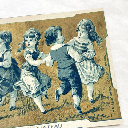 1900s - Children Playing Folk Games - Vintage French Chromo Cards - Antique Advertising Ephemera - Paris Collectible Artwork 