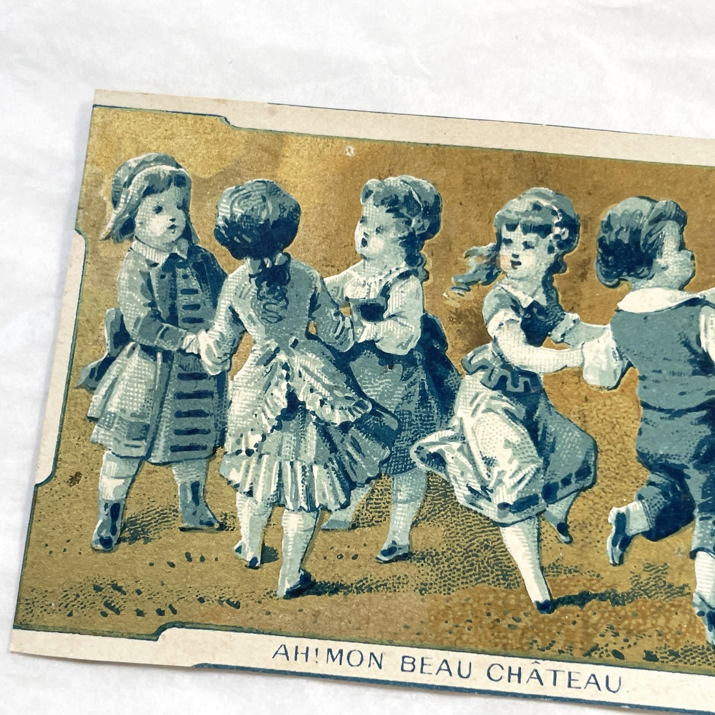 1900s - Children Playing Folk Games - Vintage French Chromo Cards - Antique Advertising Ephemera - Paris Collectible Artwork 