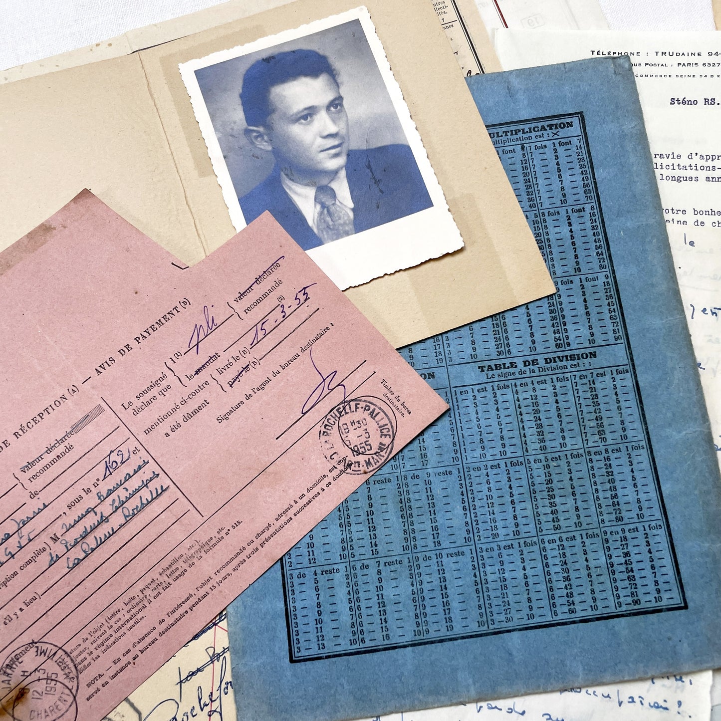1950s - Vintage French Ephemera Lot - Historical Documents - Handwritten Letters - Invoices - Old Photos & Postcards - Journaling Supplies