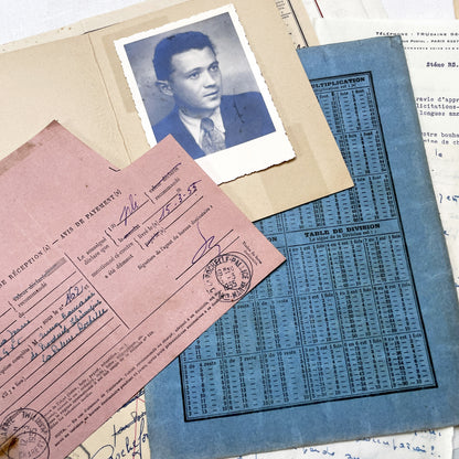 1950s - Vintage French Ephemera Lot - Historical Documents - Handwritten Letters - Invoices - Old Photos & Postcards - Journaling Supplies
