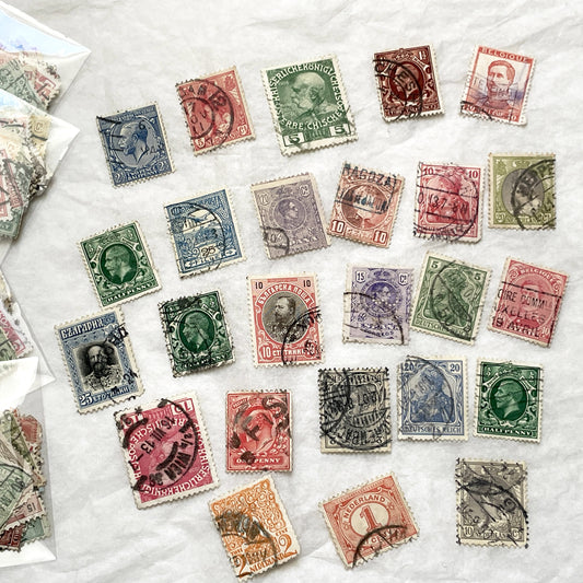 1900s - Vintage European Postage Stamps - Antique Philatelic Collection - Set of 25 Historical Memorabilia for Collectors - Crafting