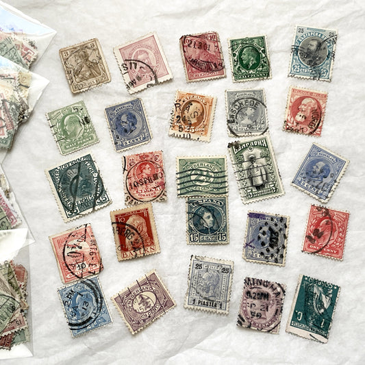 1900s - Vintage European Postage Stamp Lot - Pre-1914 Collectible Philately - Historical Ephemera for Junk Journals And Crafts
