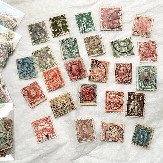 1900s - Vintage European Postage Stamps Collection - Late 19th Century to Pre-1914 - Diverse Countries and Denominations - Crafting