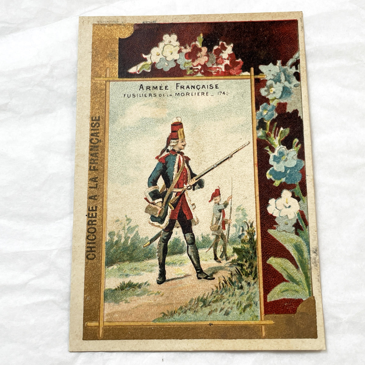 1900s - Three French Military Chromos - Chicoree A La Francaise Advertising - Historical Soldiers Uniforms Ephemera Collection