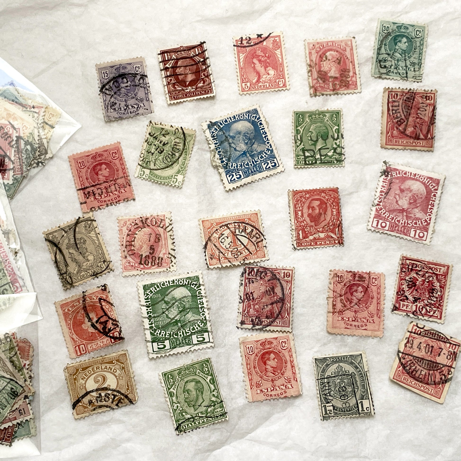 1900s - Vintage European Stamps - Collectible Postage Marks From Europe - Historical Philatelic Ephemera Lot (25)