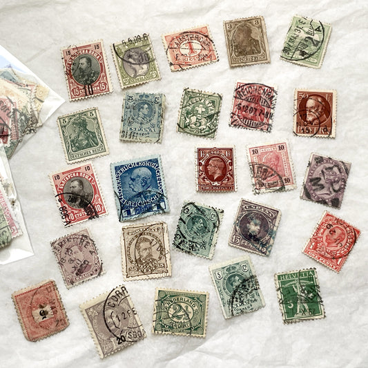 1900s - Antique European Stamps Collection - 25 Vintage Philatelic Gems - Pre-1914 Historical Ephemera - Ideal for Collectors & Crafts