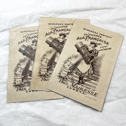 1900s - Three French Military Chromos - Chicoree A La Francaise Advertising - Historical Soldiers Uniforms Ephemera Collection