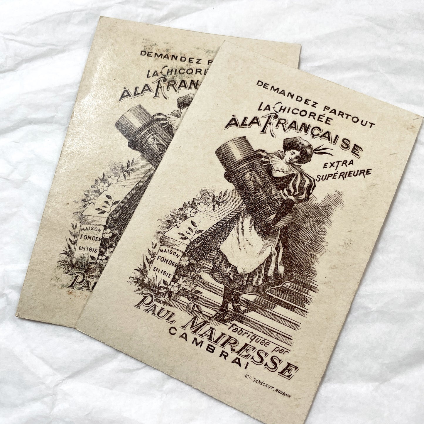 1900s - Two French Chicory Advertising Cards - Prince Of Wales - German Emperor - European Royalty - Military Uniforms - Trade Cards