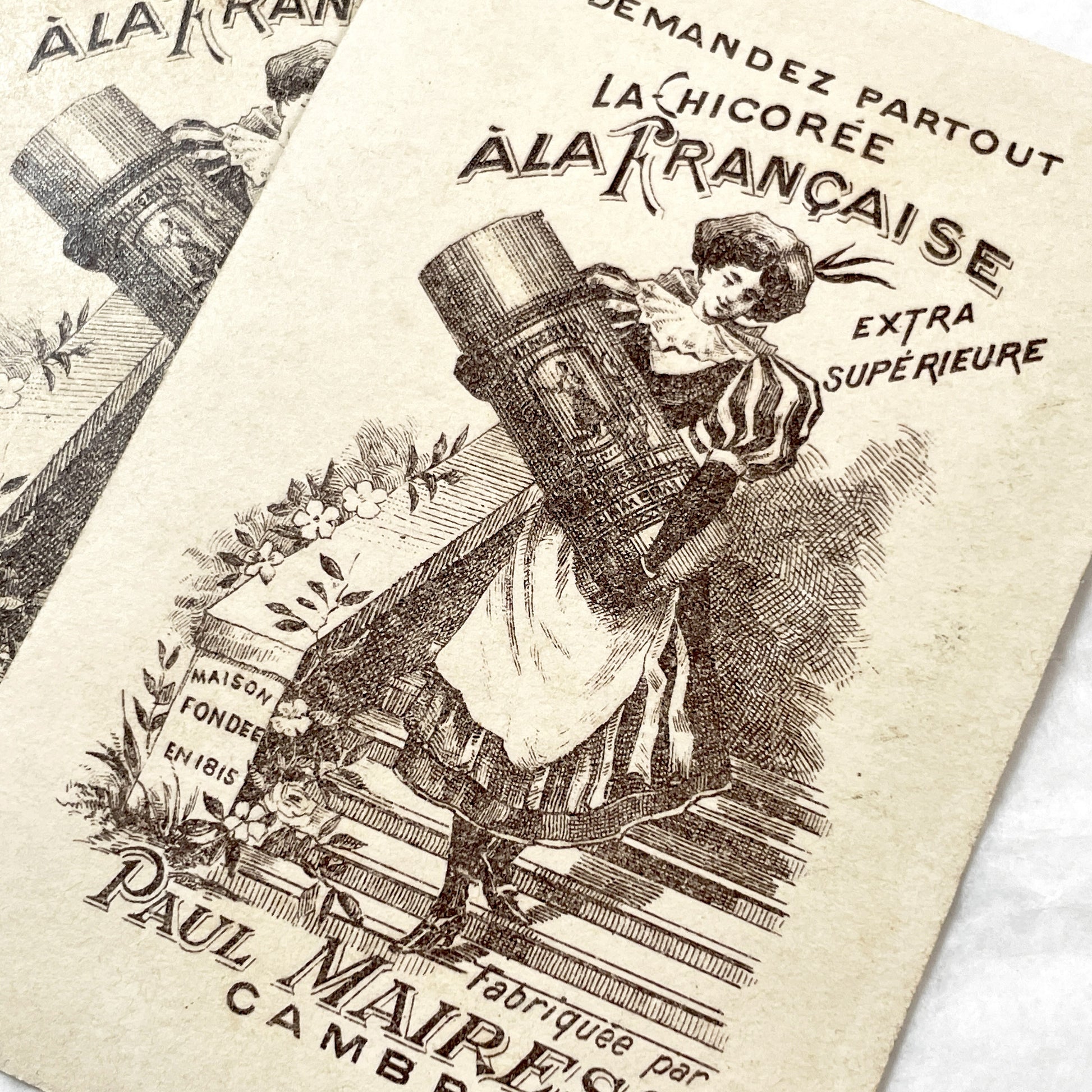 1900s - Two French Chicory Advertising Cards - Prince Of Wales - German Emperor - European Royalty - Military Uniforms - Trade Cards