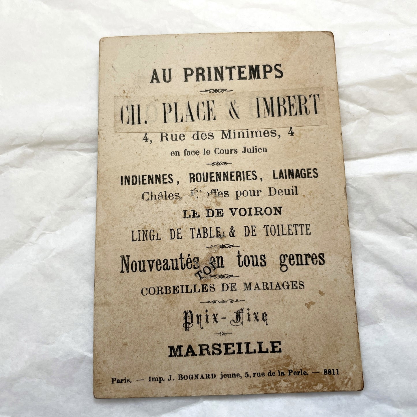Late 19th - Parisian Advertising Trade Card - Antique French Chromo - Child Tradesmen & Merchants - Original Ephemera Collectibles