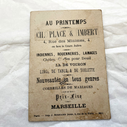 Late 19th - Parisian Advertising Trade Card - Antique French Chromo - Child Tradesmen & Merchants - Original Ephemera Collectibles