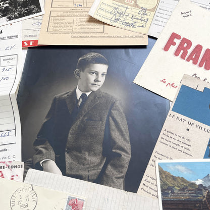 1950s - Vintage French Paper Ephemera Lot - Antique Letters - Invoices - Postcards - Documents - Scrapbooking - Junk Journaling Supplies