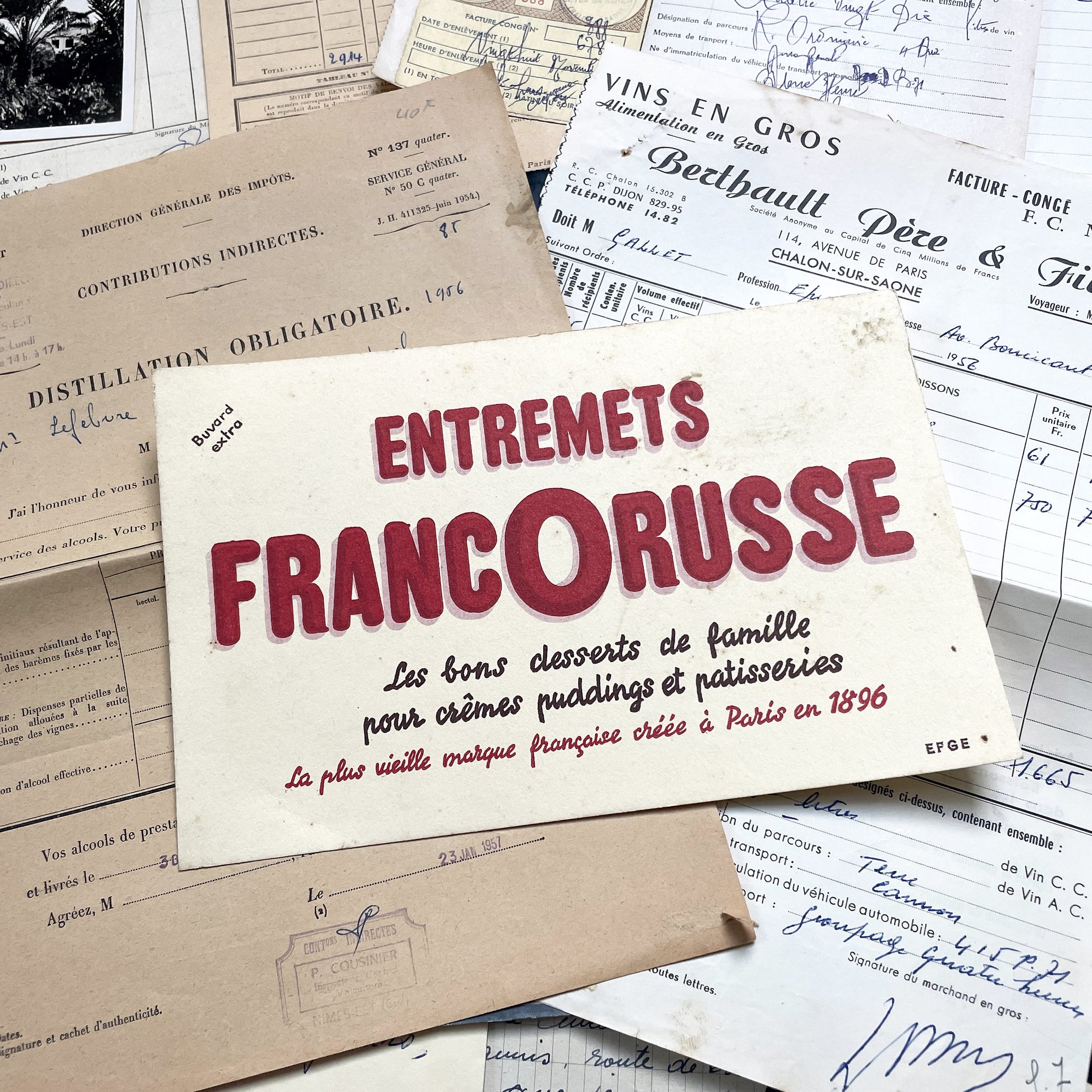 1950s - Vintage French Paper Ephemera Lot - Antique Letters - Invoices - Postcards - Documents - Scrapbooking - Junk Journaling Supplies