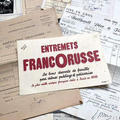 1950s - Vintage French Paper Ephemera Lot - Antique Letters - Invoices - Postcards - Documents - Scrapbooking - Junk Journaling Supplies