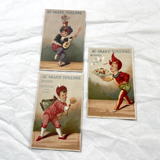 1900s - Antique French Advertising Trade Cards - Au Grand Turenne Paris Department Store - Vintage Chromolithograph Fashion Ephemera Illustr