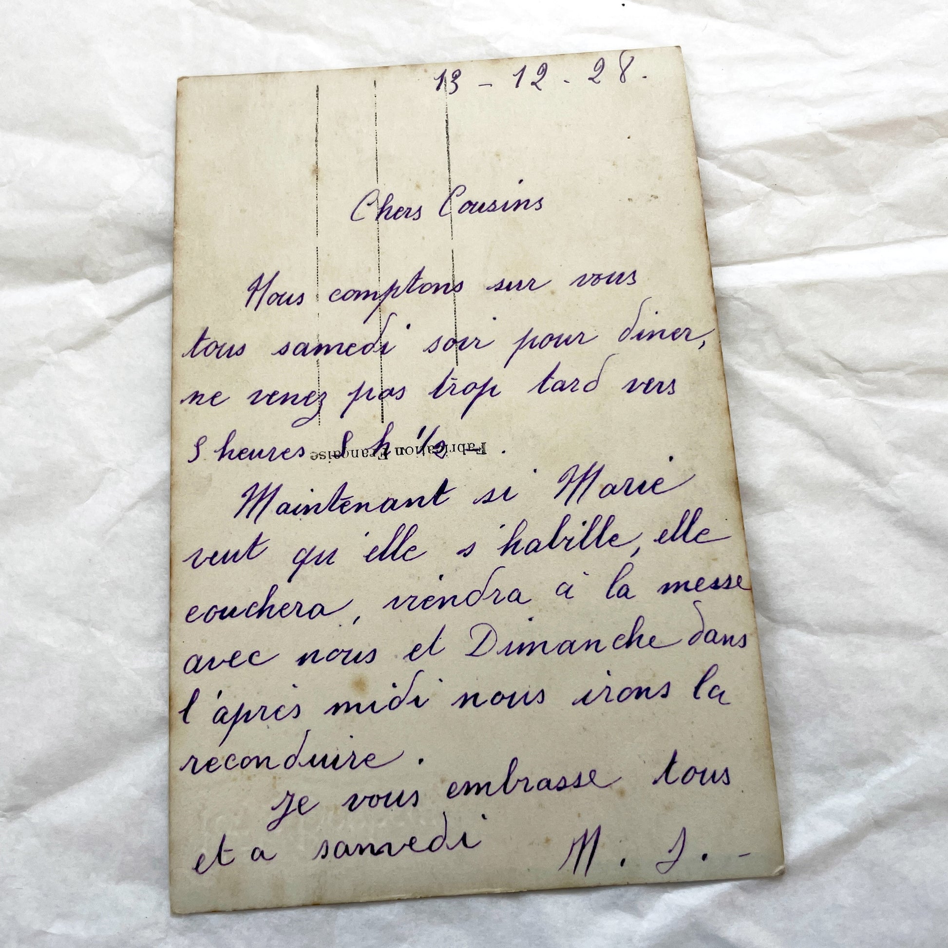 1920s - Antique Portrait Postcard - Young Man With Flowers - Sepia Hand-Colored Real Photo - French Porte Bonheur Good Luck Card