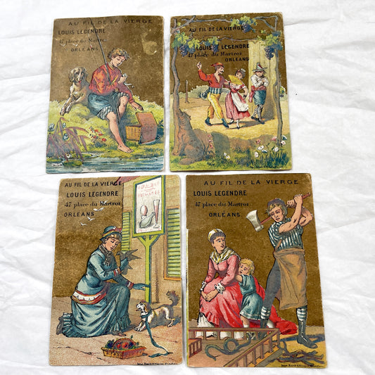 1900s - Antique French Chromos - Orléans Advertising Cards - Louis Legendre - Set of Four Vintage Shop Ephemera - Collectible Lithographs